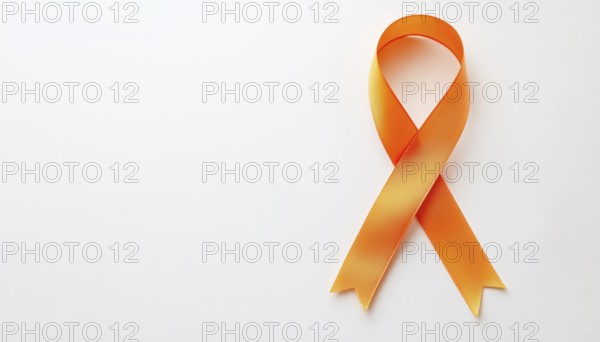 Adhd Awareness Month In October: White Screen With Orange Ribbon. Campaign For Mental Health Awareness With Digital Image Creation, AI generated