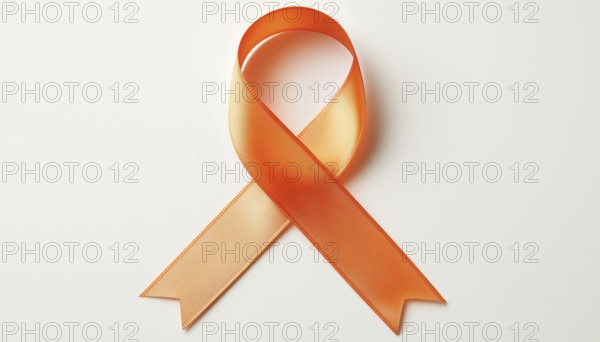 Adhd Awareness Month: Orange Ribbon On White For Mental Health Campaign In October With Digitally Generated Image, AI generated