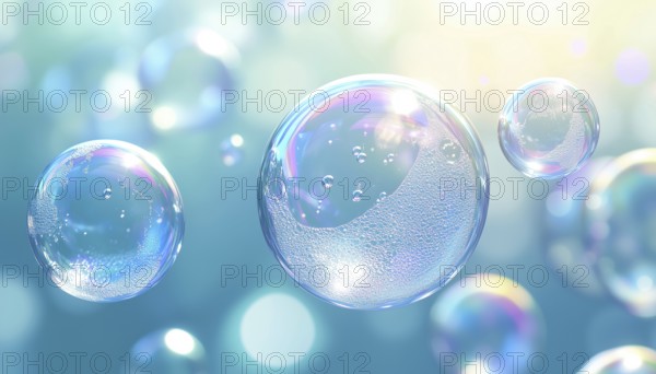 Sparkling Bubbles Of Shine: A Symbol Of Cleanliness And Easy Cleaning With Shampoo Or Soap, AI generated