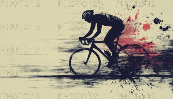 Scratched Silhouette Of A Road Cyclist With A Cycling Theme Depicted In The Design, Perfect For Cycling Enthusiasts And Athletes, AI generated