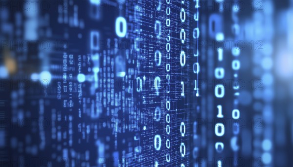 Enhanced Digital Display Technology: White Numbers On Blue For Data Analysis, Cybersecurity, Computer Programming, And Modern Information Technology Applications, AI generated