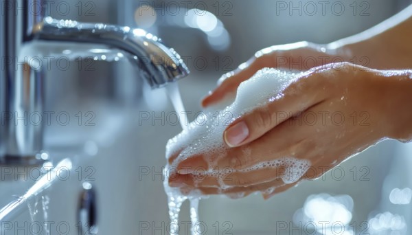 Hygiene Reminder: Use Restroom Sticker To Wash Hands With Soap For Coronavirus Prevention And Disease Control. Importance Of Hygiene, AI generated