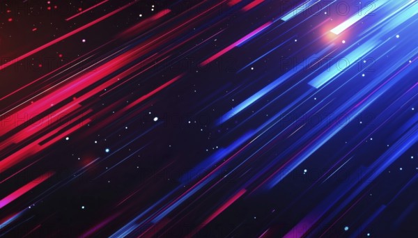Modern Black Abstract Red And Blue Technology: A Fast And Elegant Futuristic Design With Glossy Light Effects And Geometric Grid, AI generated