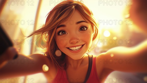 Cheerful Selfie Emoji - A Playful And Happy Emotion Captured In A Selfie, Showcasing Pure Joy And Excitement. Perfect For Expressing Happiness, AI generated