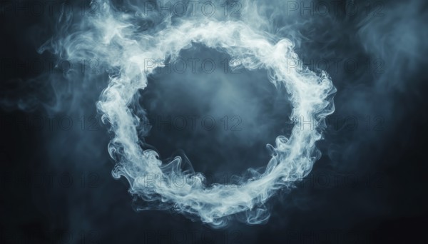 Abstract Realistic Circle Smoke Ure: A Template Of A Round Smoke Ring With Cloud Swirl Shape, AI generated