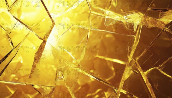 Abstract Background With Broken Glass Yellow Explosion And Cracked Surface For Summer Party Posters Or Advertisements, AI generated