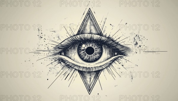 Mystical And Esoteric All-Seeing Eye Tattoo: Embracing The Symbolism Of The Third Eye In Tattoo Art. Symbol Of Wisdom And Intuition, AI generated