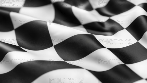 Black And White Racing Flag With Checkered Design. Empty Space For Text. Ideal For Racing Events And Sport Related Content, AI generated