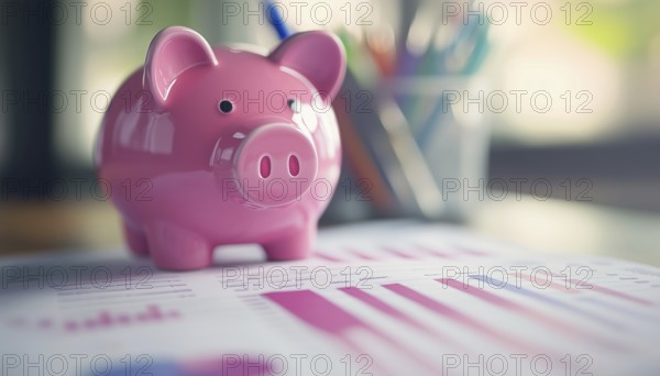 Financial Report And Pink Piggy Bank: An Analysis Of Money Management Strategies And Savings Goals, Presented In A Clear And Concise Manner, AI generated