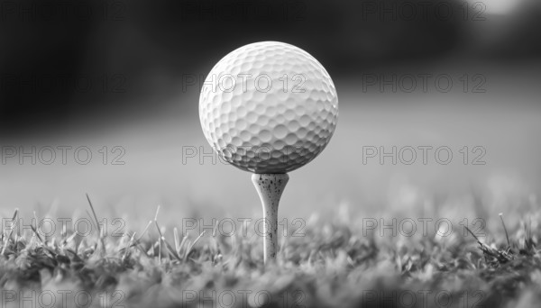 Stylish Black And White Golf Ball On Tee: A Fashionable Sporting Accessory For Golf Enthusiasts. Made With Premium Material, AI generated