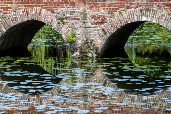 Arched bridge, Senden Castle, Senden, North Rhine-Westphalia, Germany