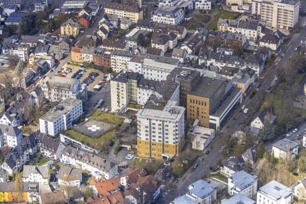 Aerial photo, Marien Kliniken - St. Marien-Krankenhaus Siegen, Siegen-Kernband, Siegen, Siegerland, North Rhine-Westphalia, Germany, DE, Europe, healthcare, hospital, helipad, clinic, clinic centre, hospital, aerial photograph, aerial photography, aerial photography, medical facility, medical aid, overview, bird's-eye view, overview, medical care