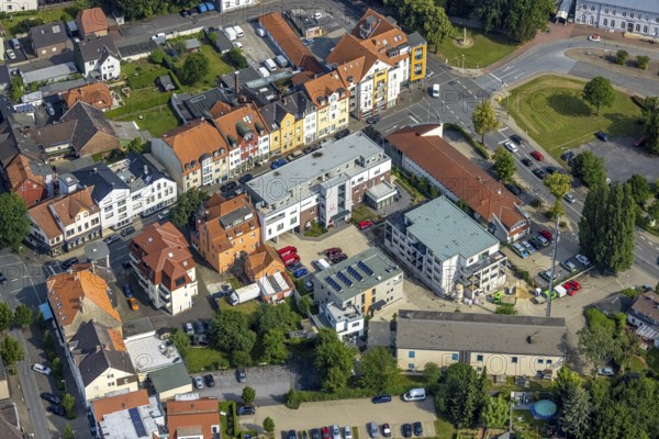 Aerial view, police station, Caritas social centre Werl and construction site new building in Grafenstraße, Werl, Soester Börde, North Rhine-Westphalia, Germany, eye of the law, construction work, construction area, construction site, building plots, construction measure, construction project, construction site, DE, Europe, aerial view, aerial photography, aerial photography, new building, law enforcement officer, police, police station, social service, state authority, state power, overview, bird's eye view, birds-eyes view, overview