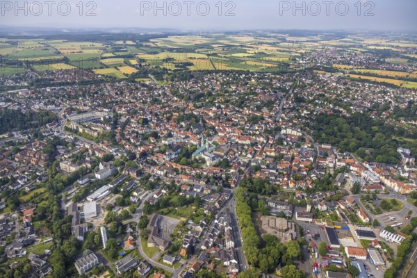 Aerial view, view of Werl, Soester Börde, North Rhine-Westphalia, Germany, place of worship, city, DE, Europe, religious community, place of worship, holy place, church, parish, denomination, aerial view, aerial photography, aerial photography, site view, religion, religious site, townscape, urban area, overview, bird's-eye view, overview