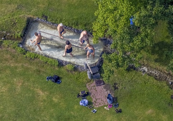 Aerial view, Werl water treading pool, Werl, Soester Börde, North Rhine-Westphalia, Germany, bathing establishment, bathing resort, DE, Europe, outdoor pool, leisure activities, hydrotherapy, Kneipp, aerial view, aerial photography, aerial photography, swimming pool, overview, bird's-eye view, overview