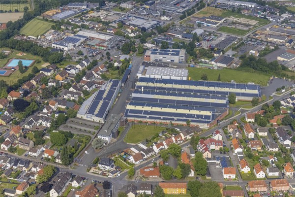 Aerial view, Standard Metallwerke, Werl, Soester Börde, North Rhine-Westphalia, Germany, DE, Europe, commercial enterprises, commercial area, commercial site, commercial use, industrial area, industrial building, industrial site, aerial photograph, aerial photography, aerial photography, overview, bird's-eye view, bird's-eye view, overview