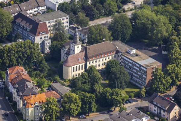 Aerial view, church project St. Jakobus, Werl, Soester Börde, North Rhine-Westphalia, Germany, place of worship, Christian coexistence, DE, Europe, faith community, place of worship, holy place, church, parish, denomination, aerial view, aerial photography, aerial photography, religion, religious site, overview, bird's-eye view, overview