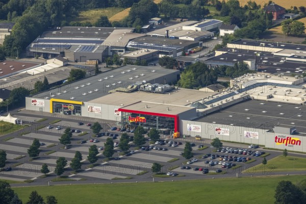 Aerial photo, Möbel Turflon Werl, Westbüderich, Werl, Soester Börde, North Rhine-Westphalia, Germany, DE, Europe, commercial enterprises, commercial area, commercial area, commercial location, commercial use, aerial photograph, aerial photography, aerial photography, overview, bird's-eye view, birds-eyes view, overview