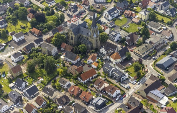 Aerial view, Church of St. Kunibert, Westbüderich, Werl, Soester Börde, North Rhine-Westphalia, Germany, place of worship, DE, Europe, religious community, place of worship, sacred site, church, parish, denomination, aerial view, aerial photography, aerial photography, religion, religious site, overview, bird's-eye view, overview