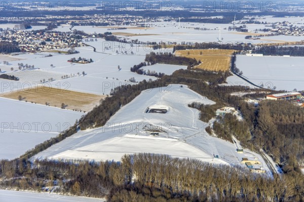 Aerial photo, waste management Soest, winter, snow, Werl, Soester Börde, North Rhine-Westphalia, Germany, Soester, Börde, DE, Europe, birds-eyes, view, aerial photography, aerial photography, overview, overview, bird's eye view, waste management, waste disposal, waste management, waste, rubbish