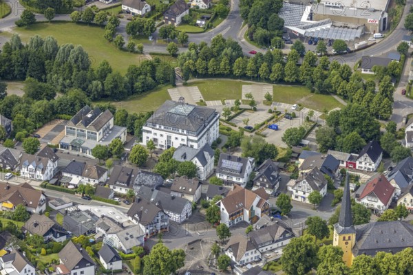 Aerial view, town hall, Wenden, Sauerland, North Rhine-Westphalia, Germany, authority, DE, Europe, aerial view, aerial photography, aerial photography, city administration, overview, bird's-eye view, overview