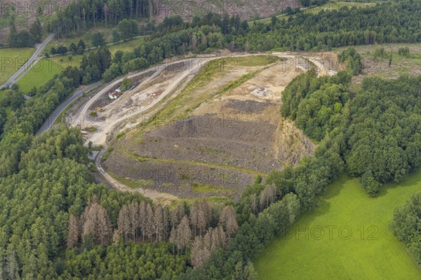 Aerial view, Wenden quarry, Schönauer Straße, Wenden, Sauerland, North Rhine-Westphalia, Germany, DE, Europe, aerial view, aerial photography, aerial photography, quarry, overview, bird's-eye view, Westerberger Steinwerk, birds-eyes view, overview