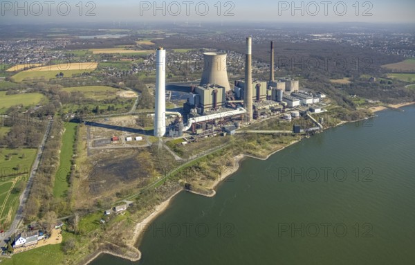 Aerial view, STEAG power plant Voerde, Möllen, Voerde, Ruhr area, Lower Rhine, North Rhine-Westphalia, Germany, DE, Europe, power plant Möllen, aerial view, aerial photography, aerial photography, overview, bird's-eye view, former power plant site, overview