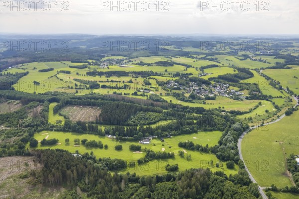 Aerial view, Golfclub Siegen-Olpe, Dörnscheid, Wenden, Sauerland, North Rhine-Westphalia, Germany, DE, Europe, distant view, GCSO, golf, golf course, golf club, golf meadow, aerial photography, aerial photography, aerial photography, sports, overview, bird's-eye view, overview