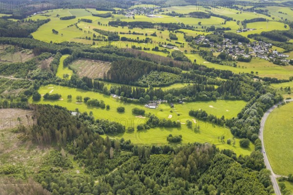 Aerial photo, Golfclub Siegen-Olpe, Dörnscheid, Wenden, Sauerland, North Rhine-Westphalia, Germany, DE, Europe, GCSO, golf, golf course, golf club, golf meadow, aerial photography, aerial photography, aerial photography, sports, overview, bird's-eye view, overview