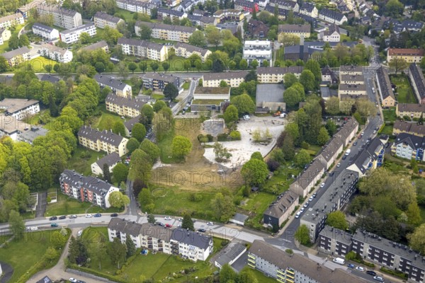 Aerial view, brownfield Fontanestraße corner Ernst-Moritz-Arndt-Straße, Krehwinkler Höfe, Velbert, Ruhr area, North Rhine-Westphalia, Germany, building site, brownfield, DE, Europe, aerial view, aerial photography, aerial photography, overview, bird's-eye view, overview