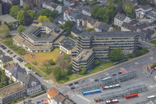 Aerial view, local court and tax office, Velbert, Ruhr area, North Rhine-Westphalia, Germany, authority, bus station, DE, Europe, aerial view, aerial photography, aerial photography, Nedderstraße, overview, administration, bird's eye view, ZOB, birds-eyes view, overview