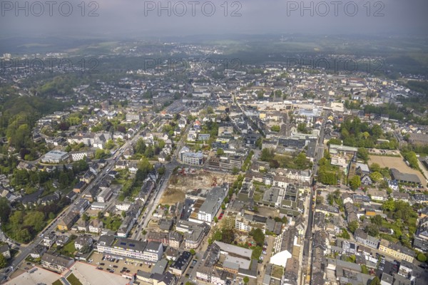 Aerial view, site view, construction site Offerstraße, Friedrichstraße, Grünstraße, Velbert, Ruhr area, North Rhine-Westphalia, Germany, construction work, construction area, building site, building plots, construction project, construction site, DE, Europe, aerial view, aerial photography, aerial photography, overview, bird's-eye view, overview