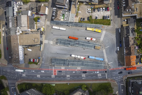 Aerial view, bus station, Velbert, Ruhr area, North Rhine-Westphalia, Germany, DE, Europe, aerial view, aerial photography, aerial photography, bus station, overview, bird's eye view, ZOB, birds-eyes view, overview