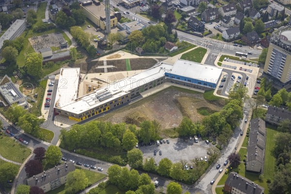 Aerial photo, Kastanienallee primary school, Velbert, Ruhr area, North Rhine-Westphalia, Germany, education, educational institution, DE, Europe, primary school, teaching institute, aerial photo, aerial photography, aerial photography, school, overview, bird's-eye view, overview