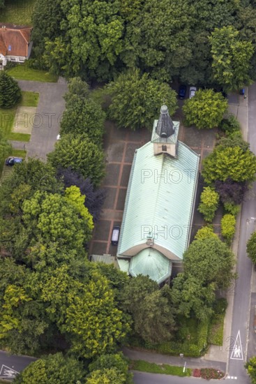 Aerial view, Catholic Church of St. Peter and Paul, Hemmerde, Unna, Ruhr area, North Rhine-Westphalia, Germany, place of worship, DE, Europe, religious community, place of worship, holy place, church, parish, denomination, aerial view, aerial photography, aerial photography, religion, religious site, overview, bird's-eye view, overview