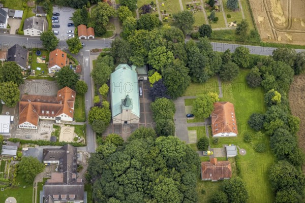Aerial view, Catholic Church of St. Peter and Paul, Hemmerde, Unna, Ruhr area, North Rhine-Westphalia, Germany, place of worship, DE, Europe, religious community, place of worship, holy place, church, parish, denomination, aerial view, aerial photography, aerial photography, religion, religious site, overview, bird's-eye view, overview
