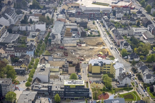 Aerial view, construction site Offerstraße, Friedrichstraße, Grünstraße, Velbert, Ruhr area, North Rhine-Westphalia, Germany, construction work, construction area, building site, building plots, construction project, construction site, DE, Europe, aerial view, aerial photography, aerial photography, overview, bird's-eye view, overview