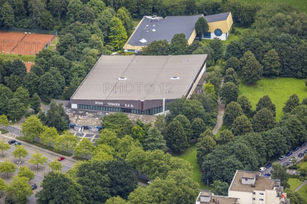 Aerial view, ice rink Unna, swimming rink Unna, Königsborn, Unna, Ruhr area, North Rhine-Westphalia, Germany, DE, ice sports, Europe, aerial view, aerial photography, aerial photography, swimming, sports, sports hall, overview, bird's-eye view, overview