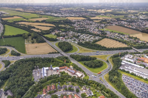 Aerial photo, control centre fire brigade and rescue service district Unna, at the motorway A1 and federal road B1, Maßen, Unna, Ruhr area, North Rhine-Westphalia, Germany, fire fighter, fire protection, fire watch, DE, Europe, fire station, fire brigade, Florianstraße, aerial photo, aerial photography, aerial photography, rescue station, overview, bird's-eye view, overview