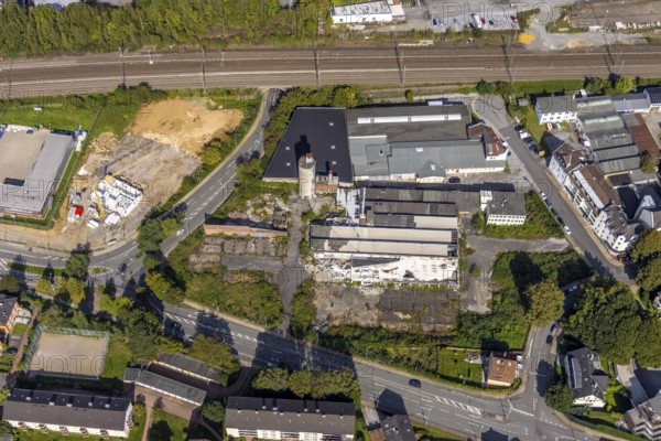 Aerial view, old company premises Zassenhaus on Döinghauser Straße in Schwelm, Ruhr area, North Rhine-Westphalia, Germany, demolition, demolition work, DE, Europe, aerial view, aerial photography, aerial photography, Schwelm, overview, bird's-eye view, birds-eyes view, overview, decommissioned, derelict