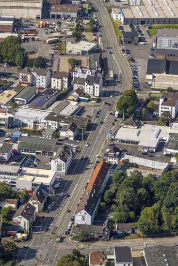 Aerial view, Berliner Straße in the district Lindenberg in Schwelm, Ruhr area, North Rhine-Westphalia, Germany, DE, Europe, aerial photograph, aerial photography, aerial photography, Schwelm, overview, bird's-eye view, birds-eyes view, overview
