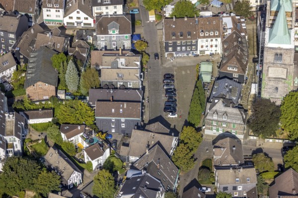 Aerial view, Altmarkt at the evang. Christuskirche in Schwelm, Ruhr area, North Rhine-Westphalia, Germany, DE, Europe, aerial view, aerial photography, aerial photography, market place, Schwelm, overview, bird's eye view, birds-eyes view, overview