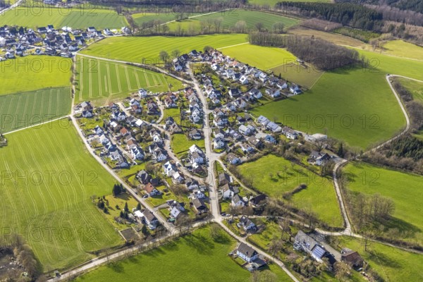 Aerial view, aerial view Westenfeld, Sundern, Sauerland, North Rhine-Westphalia, Germany, DE, Europe, aerial photography, aerial photography, aerial view, townscape, city area, overview, bird's-eye view, birds-eyes view, overview
