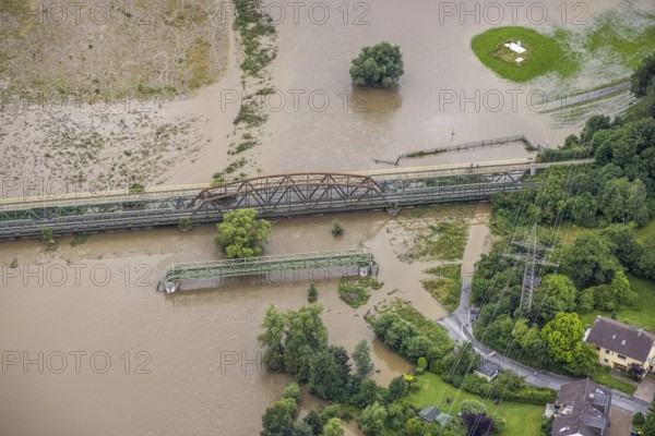 Aerial photo, Ruhr flood, Wandhofen, Schwerte, Ruhr area, North Rhine-Westphalia, Germany, DE, Europe, birds-eyes view, aerial photo, aerial photography, aerial photography, overview, overview, bird's eye view