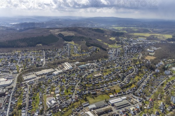Aerial view, local view Geisweid-Wenscht, Siegen, Siegerland, North Rhine-Westphalia, Germany, DE, Europe, aerial view, aerial photography, aerial photography, overview, bird's-eye view, living and life, birds-eyes view, overview