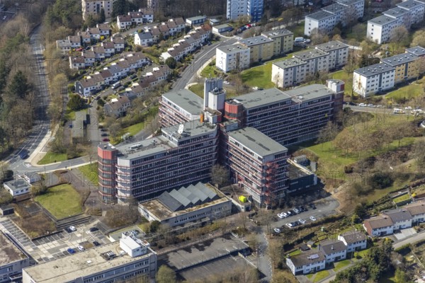 Aerial photograph, University of Siegen Campus Hölderlin, Weidenau-Haardter Berg, Siegen, Siegerland, North Rhine-Westphalia, Germany, education, educational institution, DE, Europe, university, teaching institute, aerial photograph, aerial photography, aerial photography, overview, university, bird's-eye view, birds-eyes view, overview