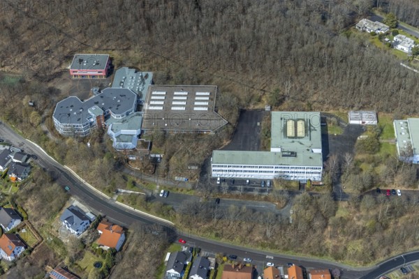 Aerial photo, Realschule Am Schießberg und Geschwister-Scholl-Schule Gesamtschule Auf dem Schießberg, Geisweid-Wenscht, Siegen, Siegerland, North Rhine-Westphalia, Germany, education, educational institution, DE, Europe, comprehensive school, educational institute, aerial photo, aerial photography, aerial photography, secondary school, school, overview, bird's-eye view, overview