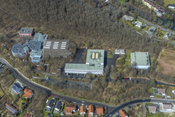 Aerial photo, Realschule Am Schießberg und Geschwister-Scholl-Schule Gesamtschule Auf dem Schießberg, Geisweid-Wenscht, Siegen, Siegerland, North Rhine-Westphalia, Germany, education, educational institution, DE, Europe, comprehensive school, educational institute, aerial photo, aerial photography, aerial photography, secondary school, school, overview, bird's-eye view, overview