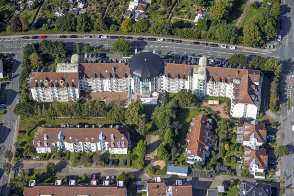 Aerial view, retirement home Haus Curanum am Ochsenkamp in Schwelm, Ruhr area, North Rhine-Westphalia, Germany, retirement home, nursing home, care and nursing, DE, Europe, aerial view, aerial photography, aerial photography, care facility, Schwelm, retirement home, retirement residence, retirement home, senior centre, overview, bird's eye view, birds-eyes view, overview