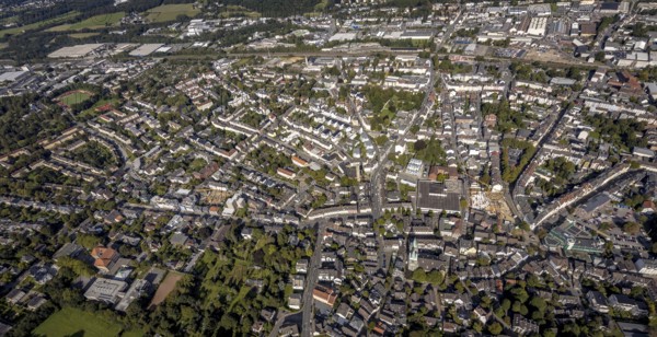 Aerial view, city centre in Schwelm, Ruhr area, North Rhine-Westphalia, Germany, City, DE, Europe, city centre, aerial view, aerial photography, aerial photography, townscape, Schwelm, city area, city centre, overview, bird's-eye view, overview